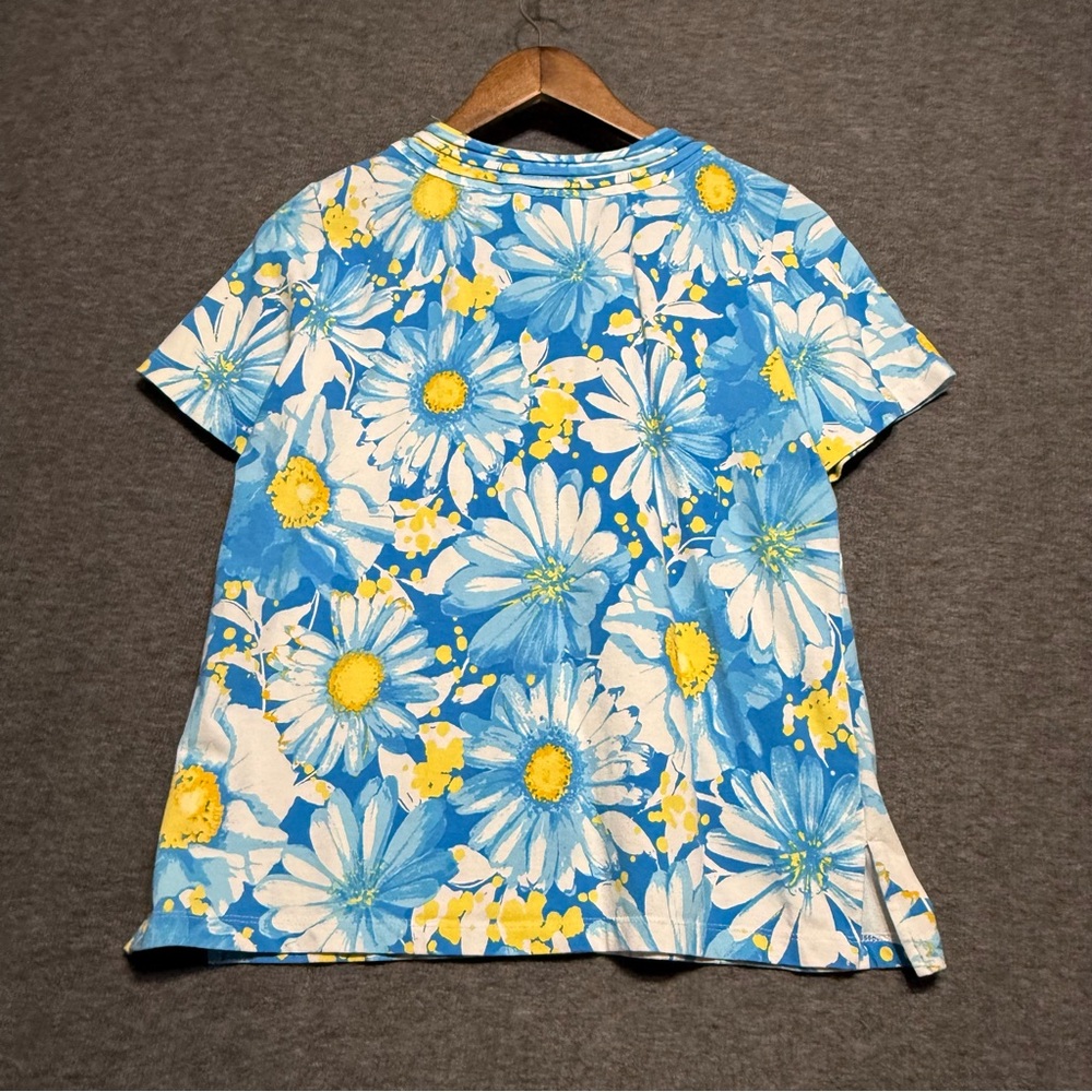 Alfred Dunner Floral Blue Top & Yellow  Capri Pants Set Shirt PS & Capri Size 8 - Picture 5 of 16